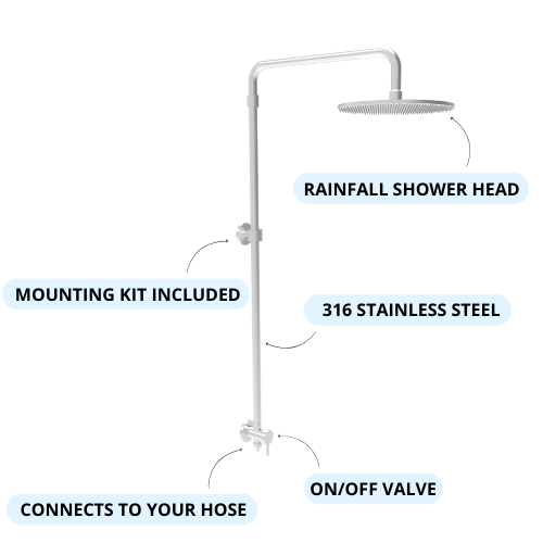 Outdoor Rainfall Shower With Garden Hose Connection